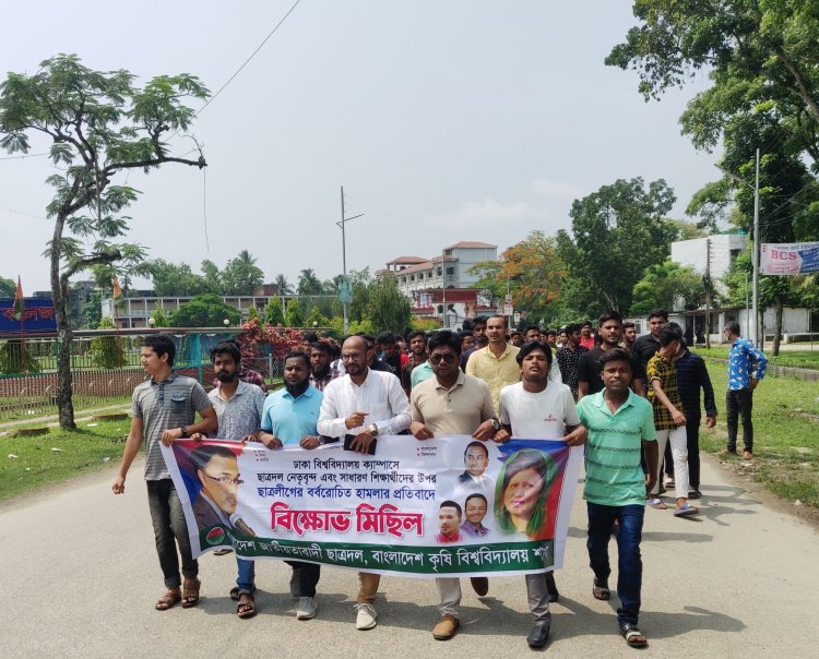 ঢাবিতে ছাত্রদলের ওপর ছাত্রলীগের হামলার প্রতিবাদে বাকৃবিতে ছাত্রদলের বিক্ষোভ