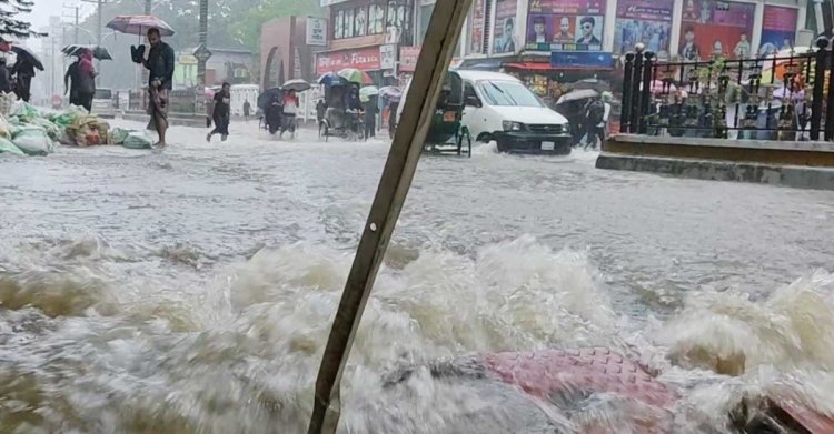 ভারী বৃষ্টিপাতে প্লাবিত হচ্ছে সিলেটের উঁচু এলাকাও