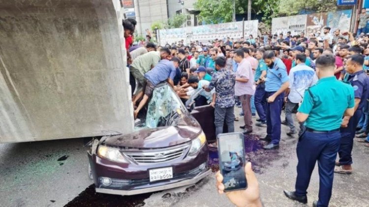 উত্তরায় ক্রেন দুর্ঘটনা : প্রাইভেটকার থেকে ৫ লাশ উদ্ধার