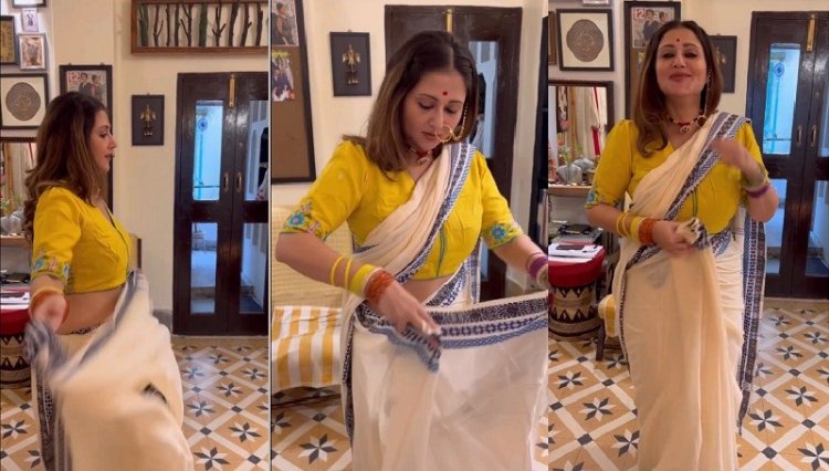 ক্যামেরার সামনে এক মিনিটে শাড়ি পরলেন স্বস্তিকা!