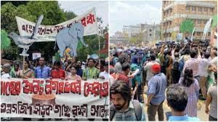 পুলিশি বাধায় পরিবেশবাদীদের নগর ভবন ঘেরাও কর্মসূচি পণ্ড