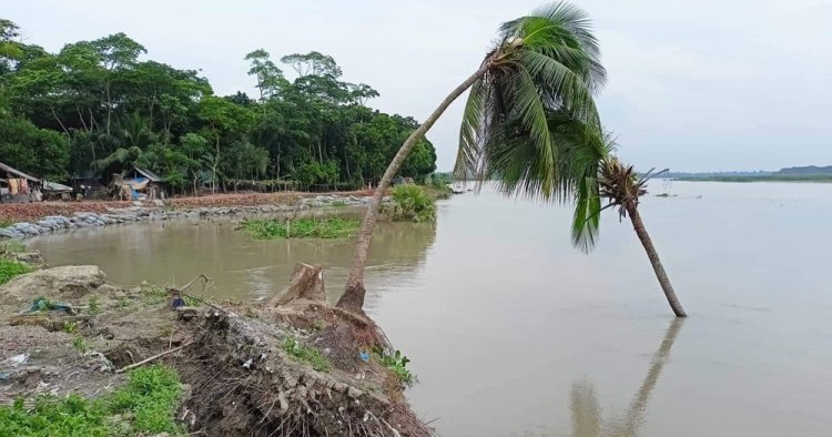 মাদারীপুরে ভাঙন আতঙ্কে তিন শতাধিক পরিবার