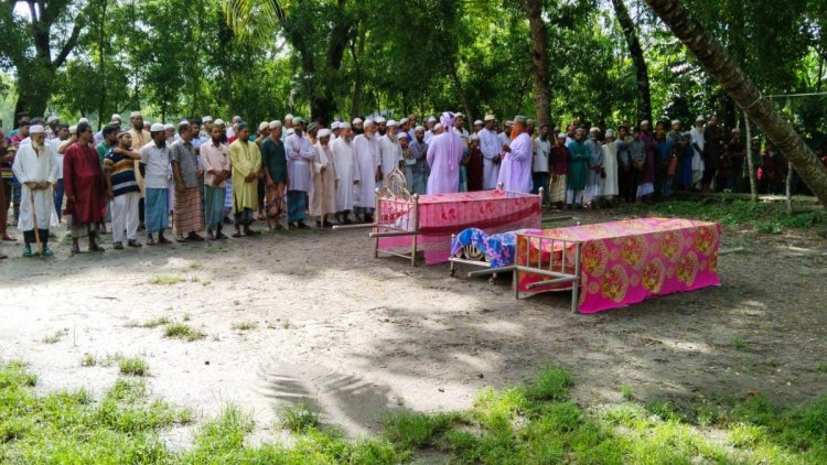 একসঙ্গে স্বামী-স্ত্রী-মেয়ের জানাজা, একই কবরস্থানে দাফন