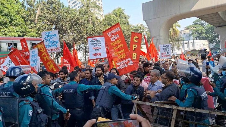 পুলিশের বাধায় বাম গণতান্ত্রিক জোটের ইসি ঘেরাও কর্মসূচি পণ্ড