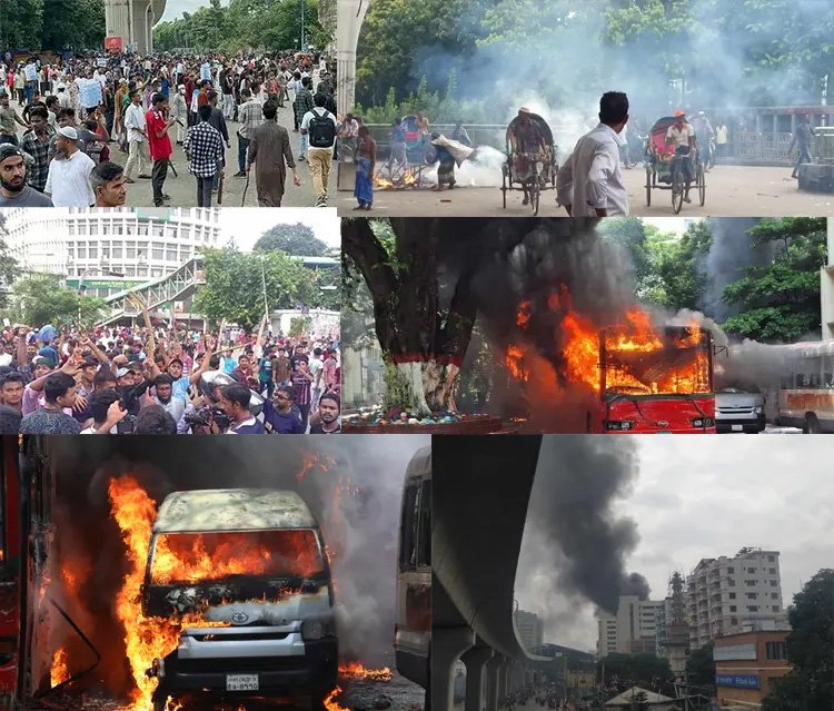 রাজপথে আন্দোলনকারীরা, শাহবাগ, প্রেস ক্লাব, মিরপুর, দনিয়ায় সংঘর্ষ, ভাঙচুর, মুন্সিগঞ্জে নিহত ২