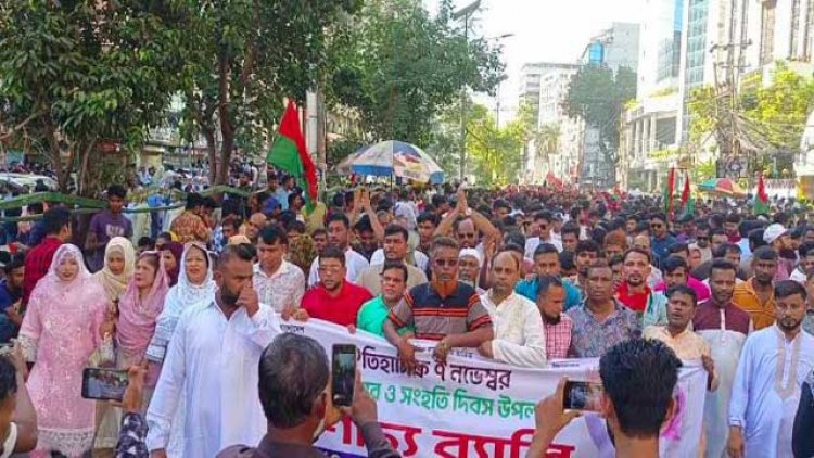 বর্ণাঢ্য মিছিল নিয়ে র‍্যালিতে বিএনপির নেতা-কর্মীরা