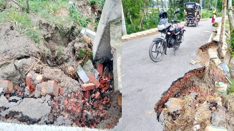 বগুড়ায় ভেঙে যাচ্ছে সাড়ে সাত কোটি টাকার ব্রিজের এপ্রোজ!