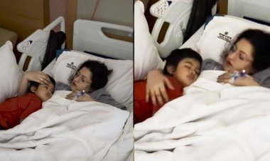 হাসপাতালের বিছানায় ছেলেকে বুকে জড়িয়ে পরীমনি