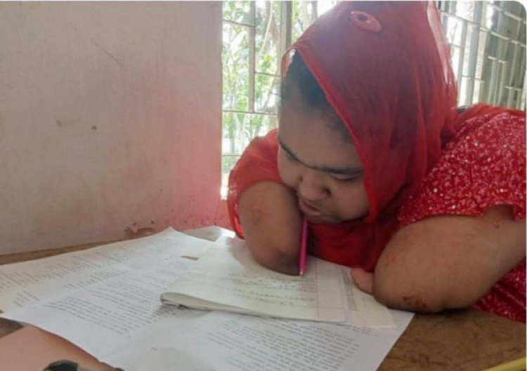 মুখ দিয়ে লিখে জিপিএ ৫ পেলেন লিতুন জিরা